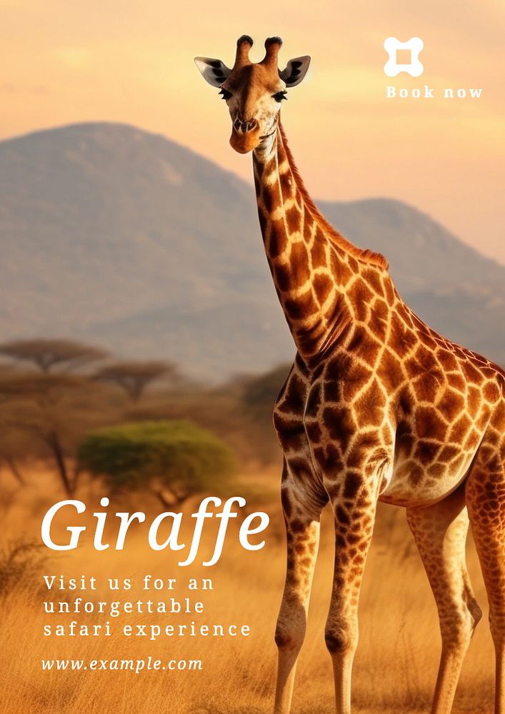 Giraffe safari poster template, editable text