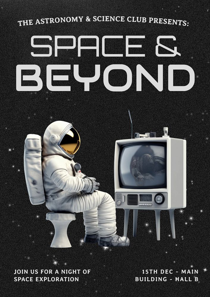 Space exploration poster template, editable text and design