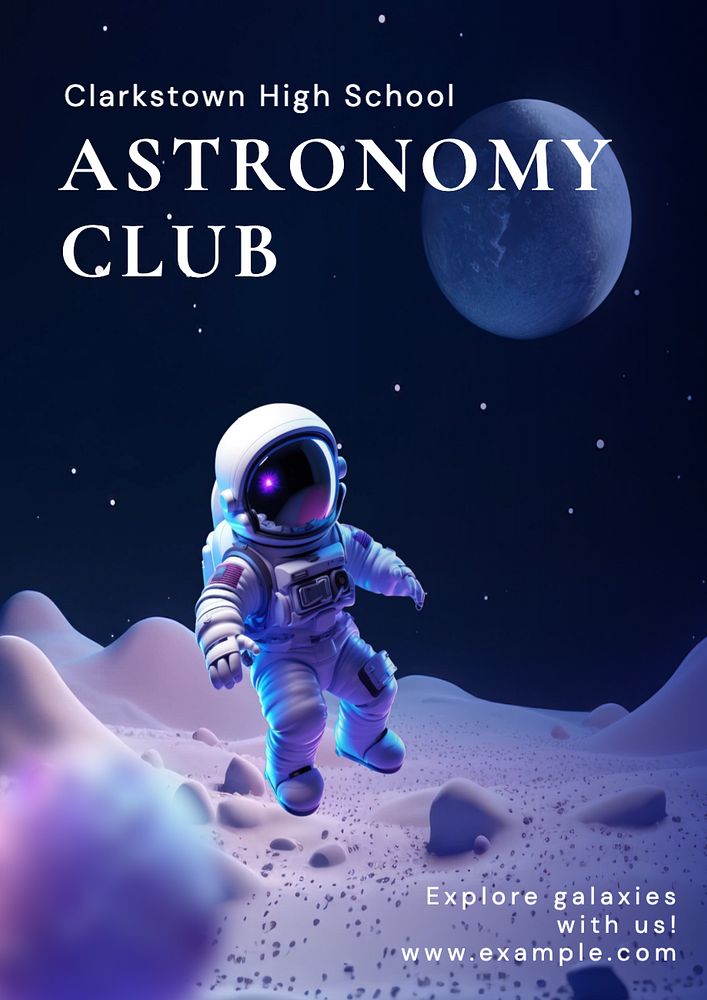 Astronomy club poster template, editable text and design