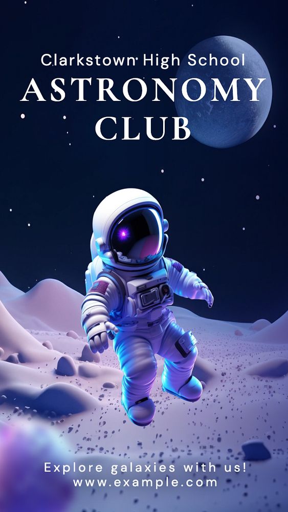 Astronomy club Instagram story template, editable text