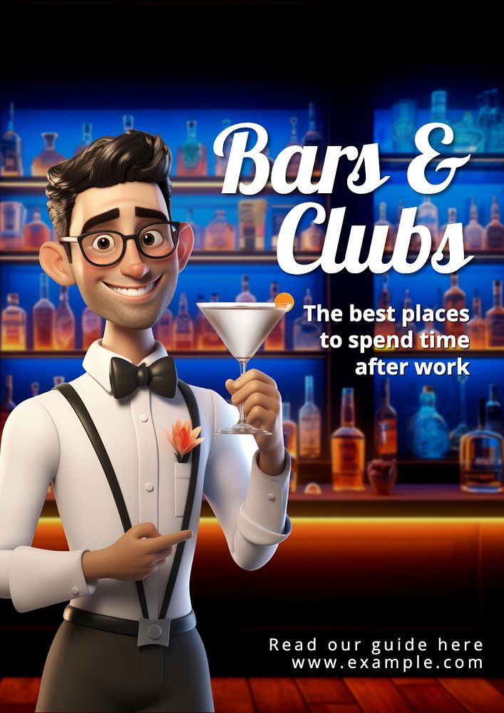 Bar & club poster template, editable text and design