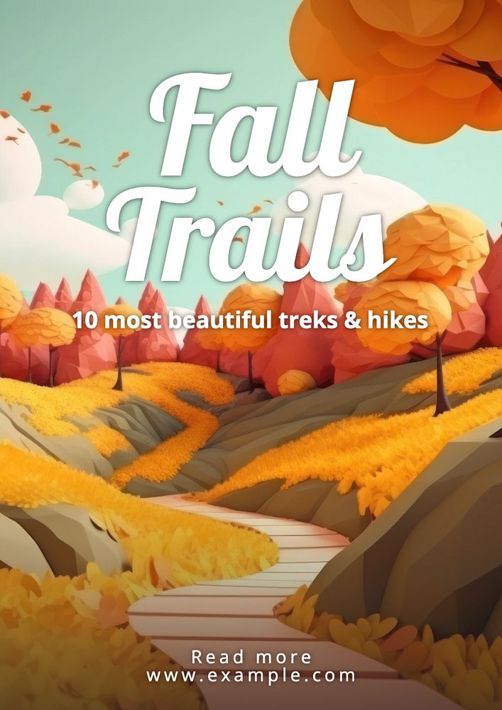 Fall trail poster template, editable text and design