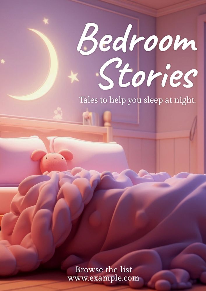 Bedroom stories poster template, editable text and design