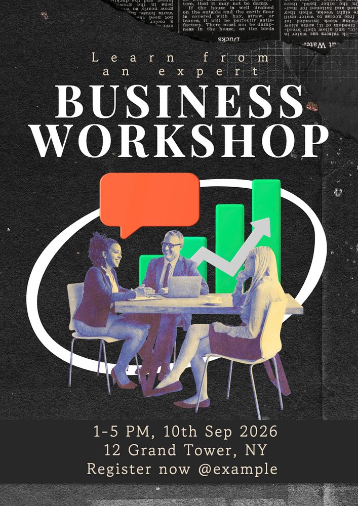 Business workshop poster template, editable text and design