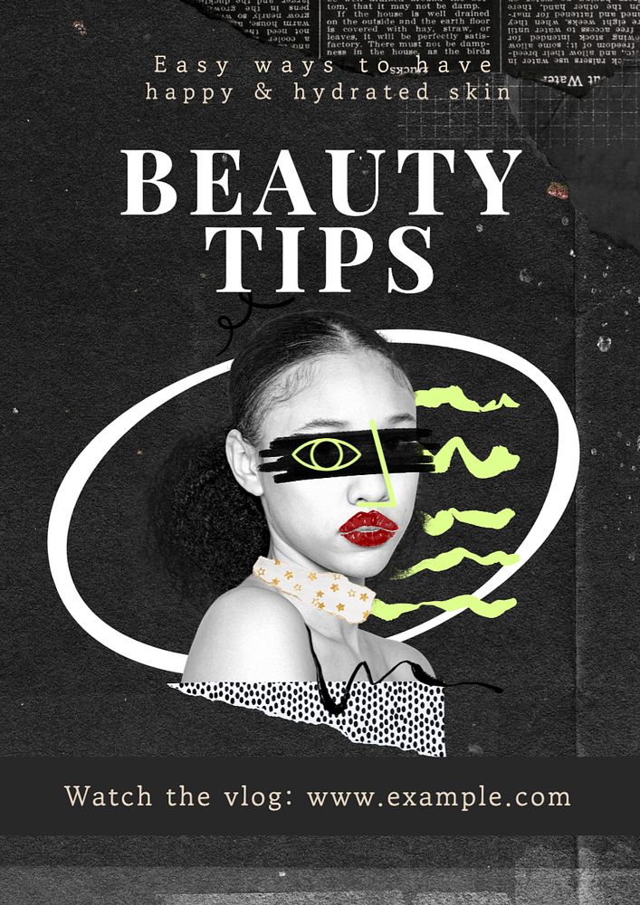 Beauty tips poster template, editable text and design