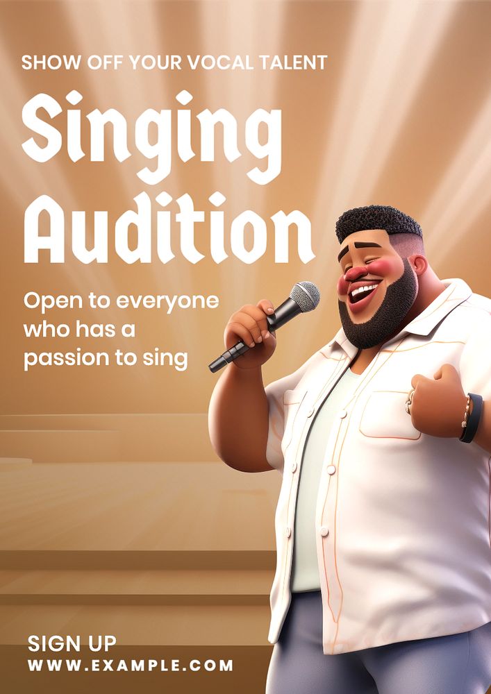 Singing audition poster template, editable text and design