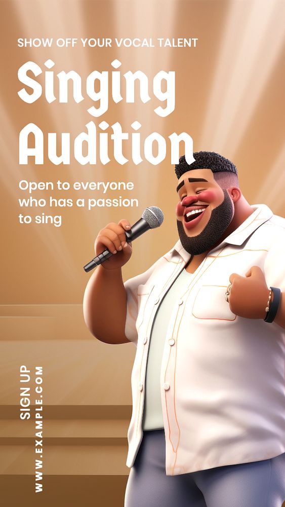 Singing audition Instagram story template, editable text