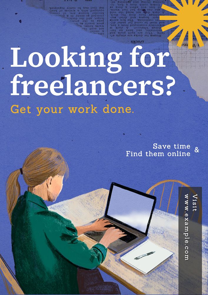 Looking for freelancers poster template, editable text and design