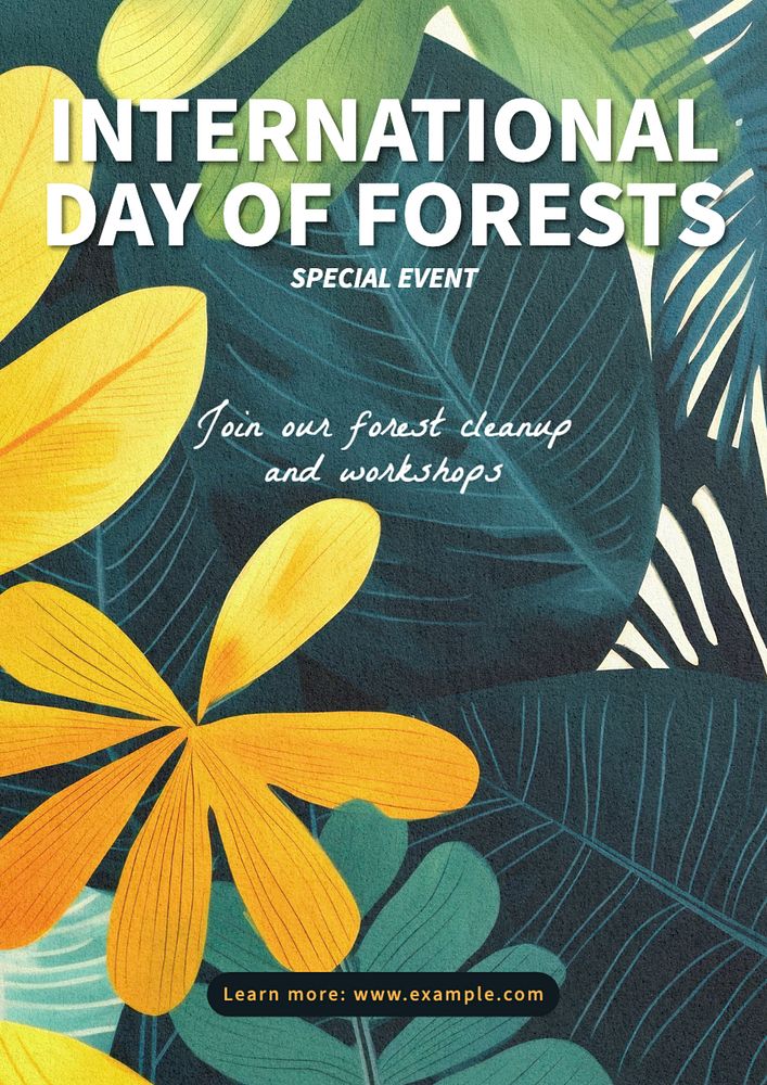 Forest day event poster template, editable text and design