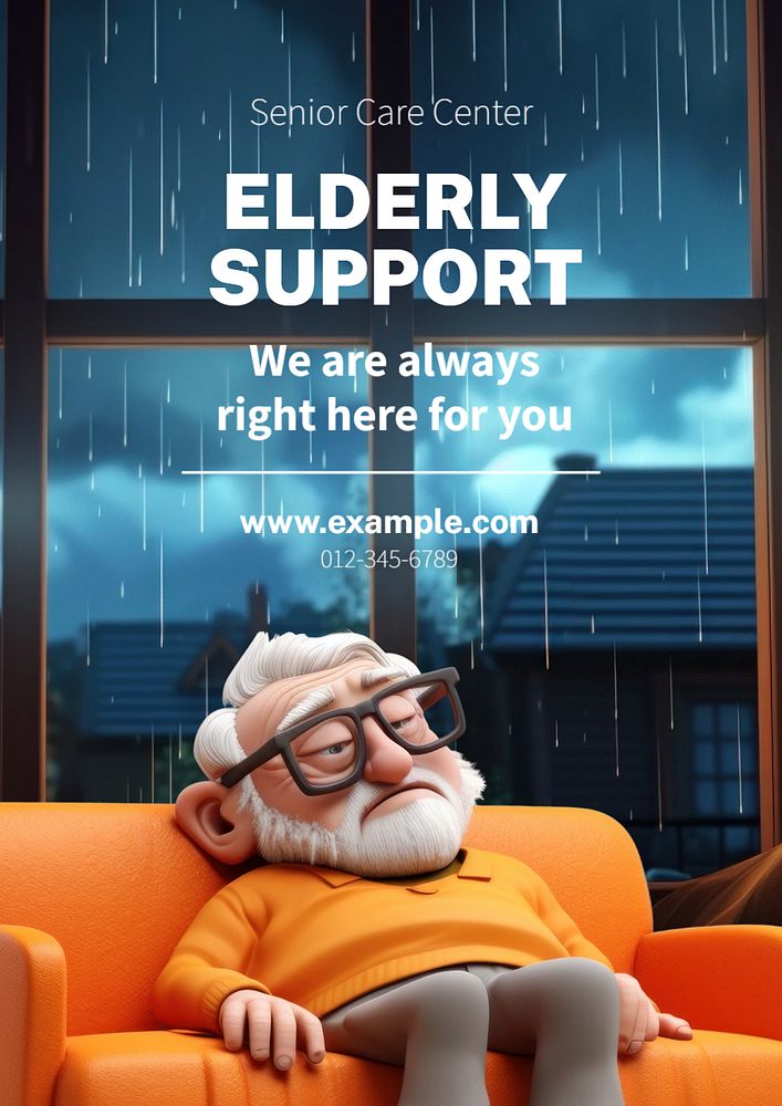 Senior support poster template, editable text and design