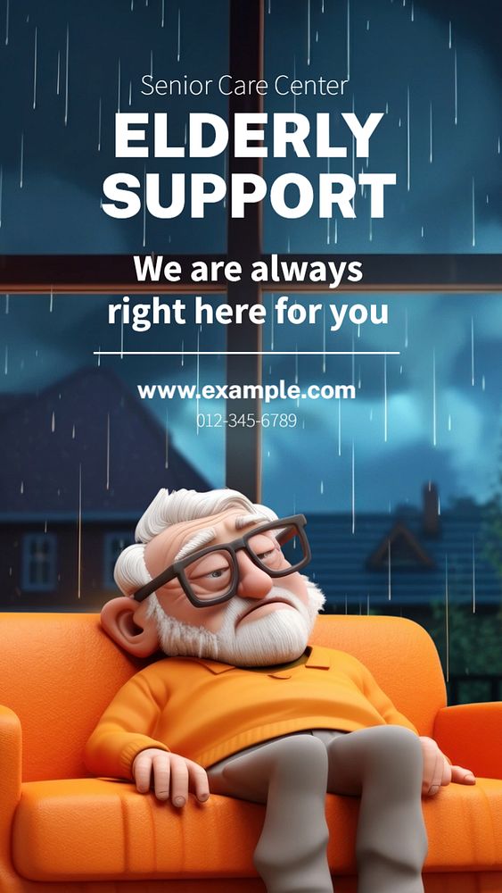 Senior support Instagram story template, editable text