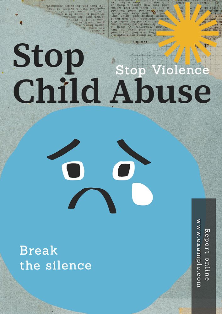 Child abuse poster template, editable text and design