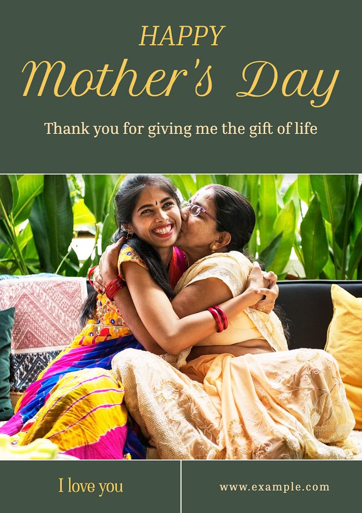 Happy mother's day poster template, editable text and design