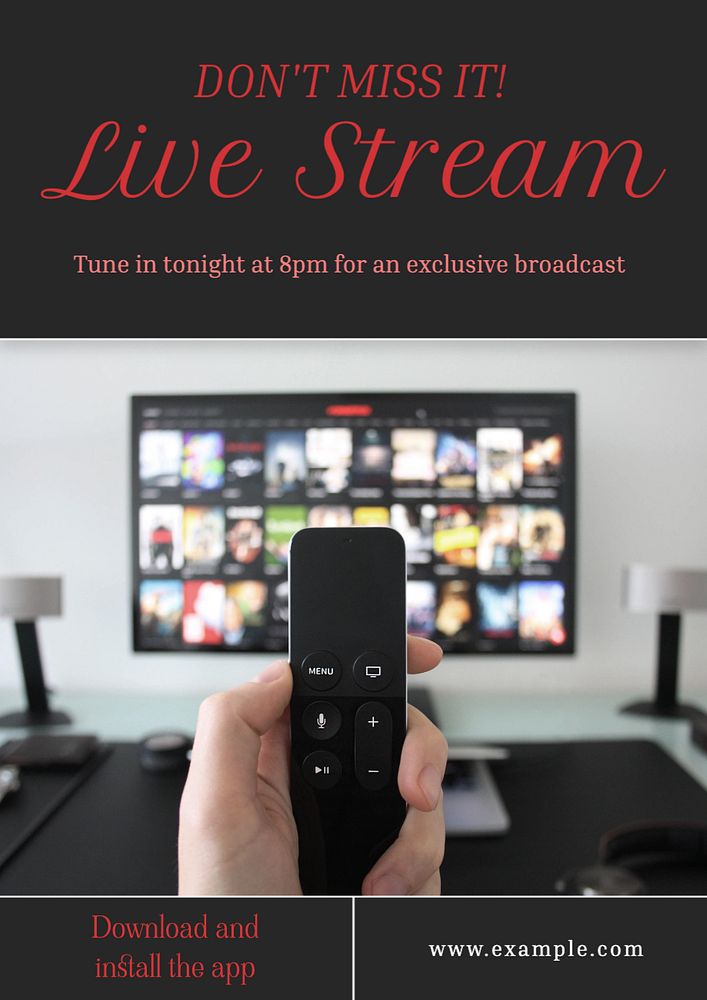 Live stream poster template, editable text and design