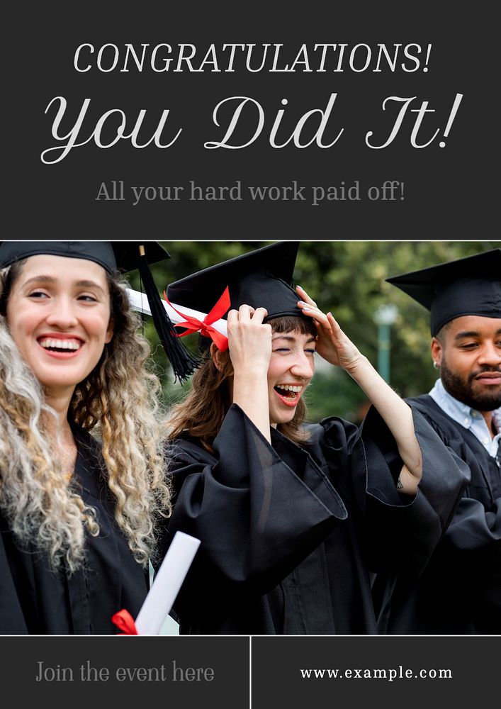 Graduation poster template, editable text and design