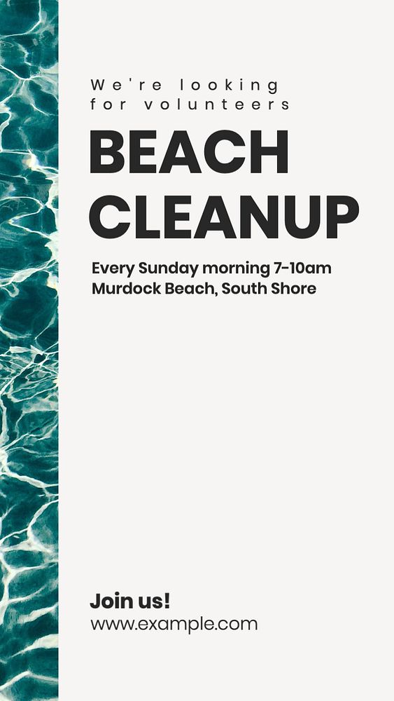 Beach cleanup Instagram story template, editable text