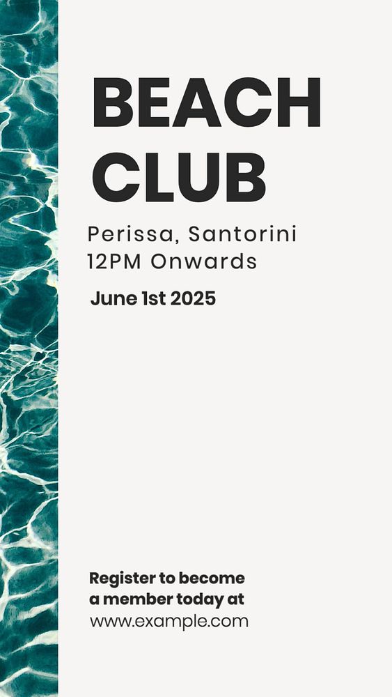 Beach club Instagram story template, editable text