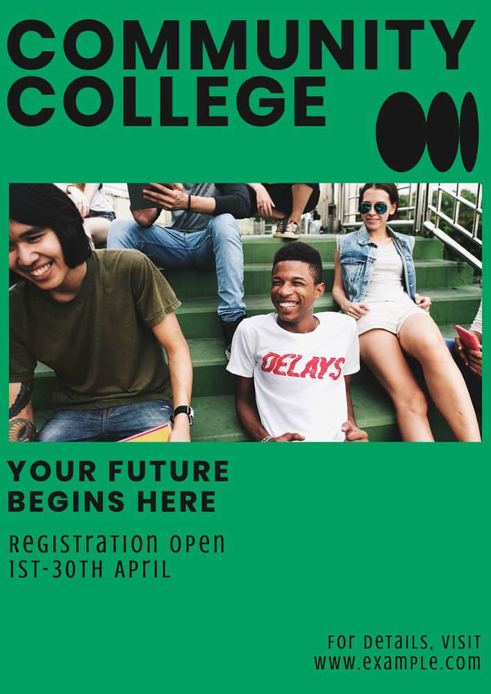 Community college poster template, editable text and design