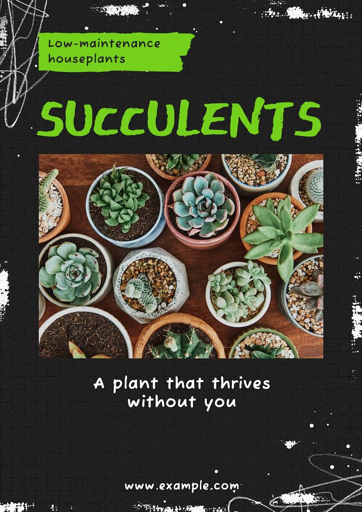 Succulents poster template, editable text and design