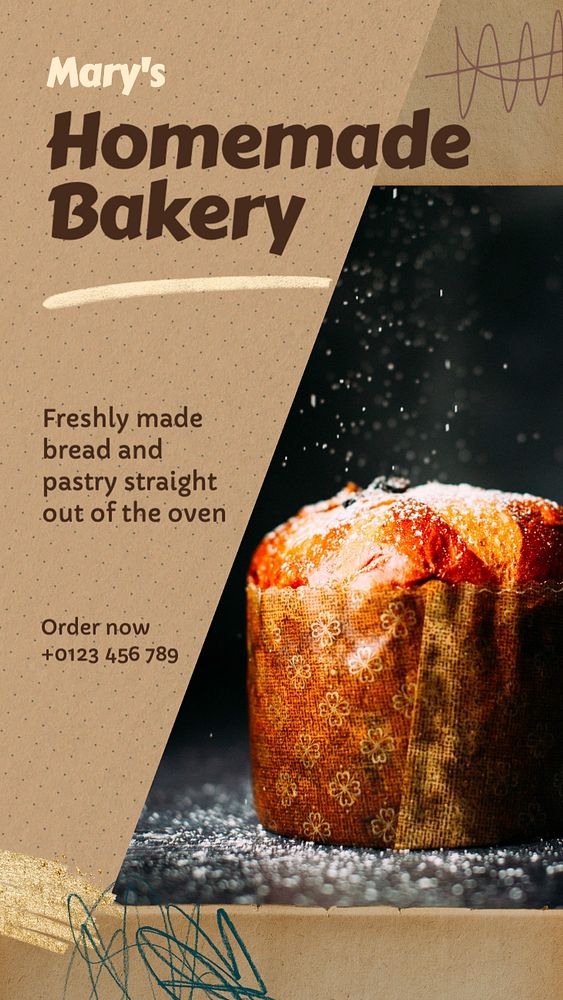 Homemade bakery Instagram story template, editable text