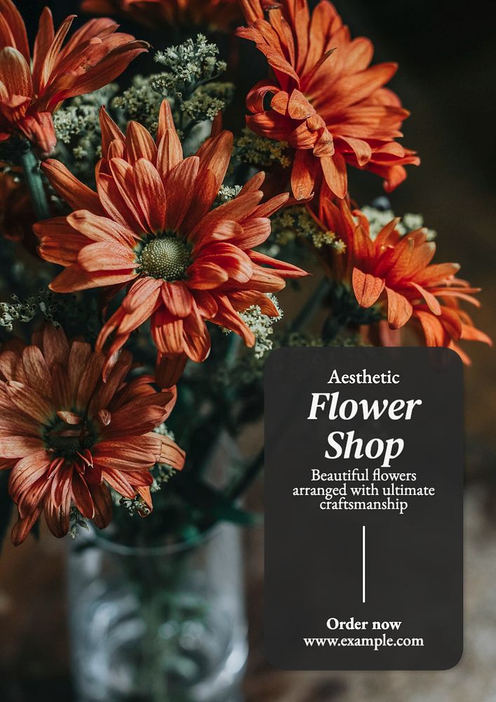 Flower shop poster template, editable text and design