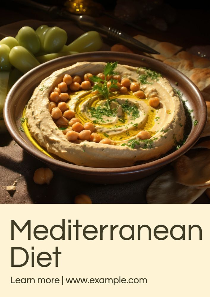 Mediterranean diet poster template, editable text and design