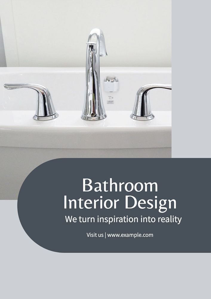 Bathroom Interior design poster template, editable text and design