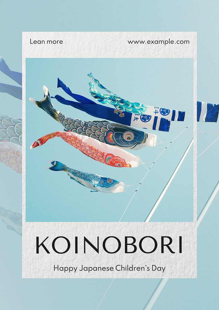 Koinobori, children's day poster template, editable text and design