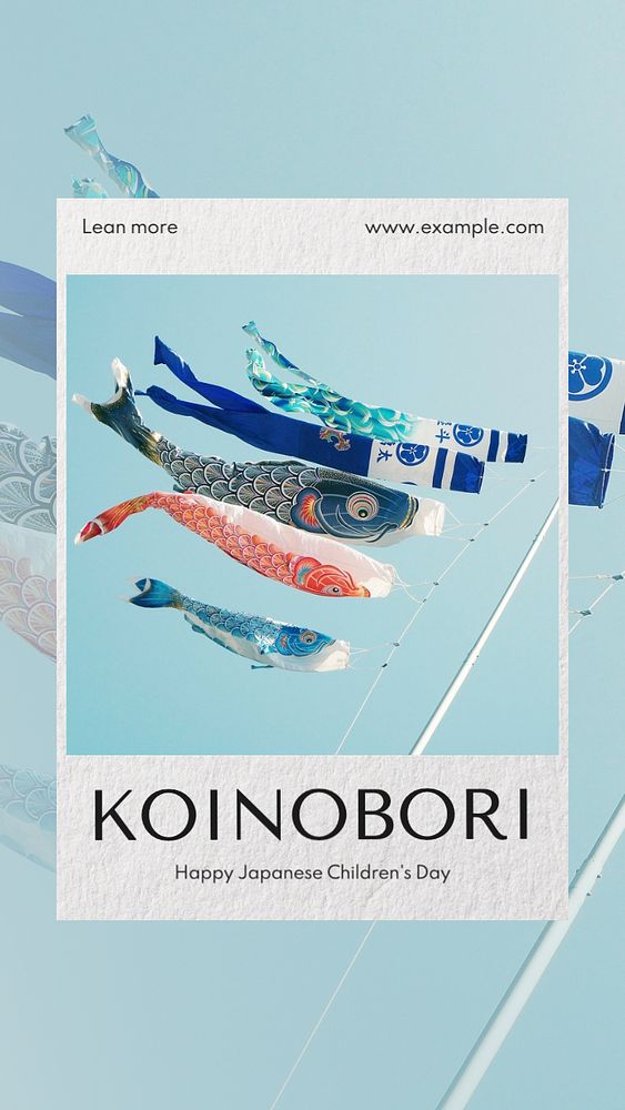 Koinobori, children's day Instagram story template, editable text