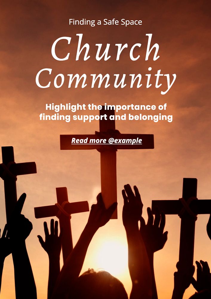 Church community poster template, editable text and design