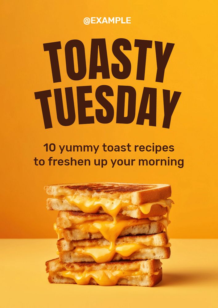 Toast recipes poster template, editable text and design