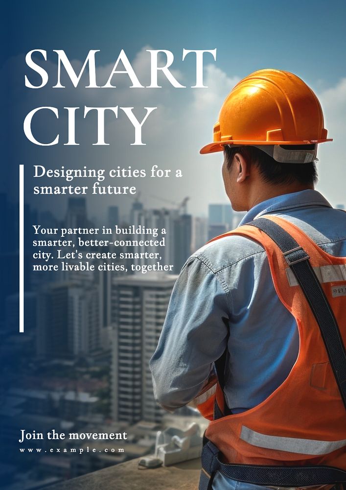 Smart city poster template, editable text and design