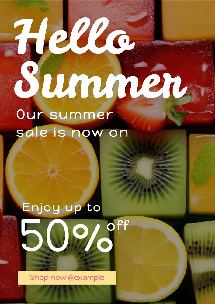 Summer sale poster template, editable text and design