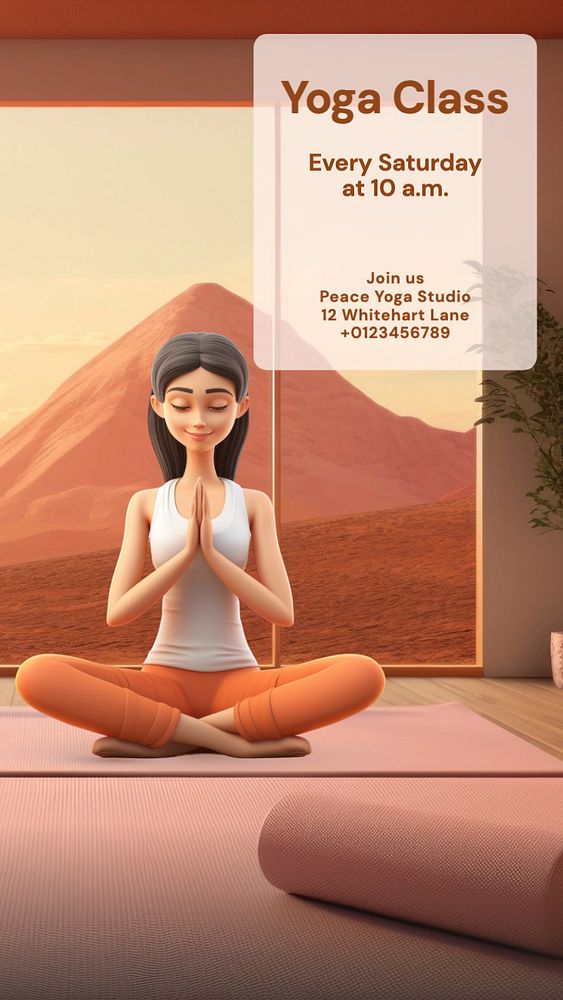 Yoga class Instagram story template, editable text