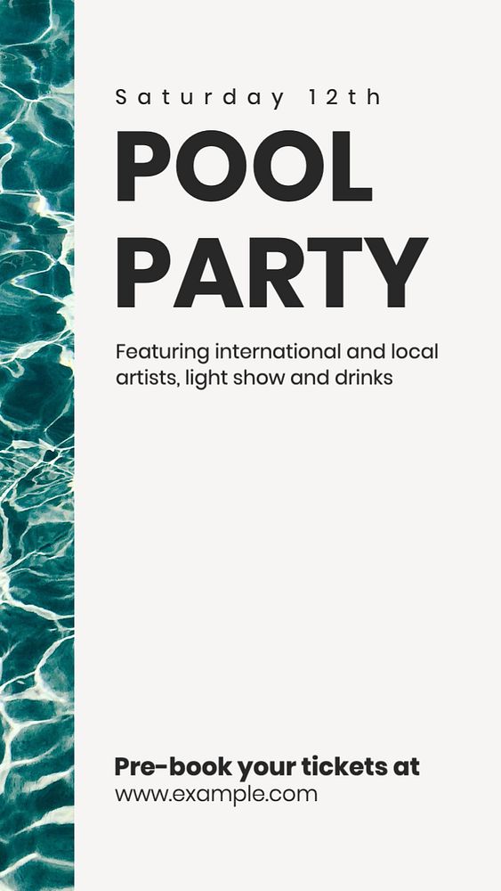 Pool party Instagram story template, editable text