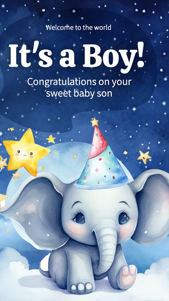 It's a boy Instagram story template, editable text