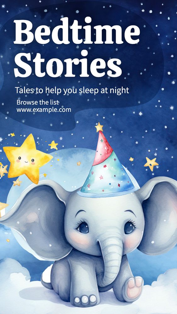 Bedtime stories Instagram story template, editable text