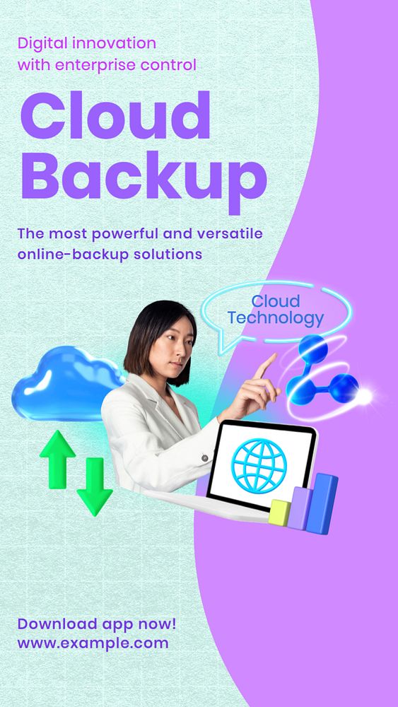 Cloud backup Facebook story template, editable design