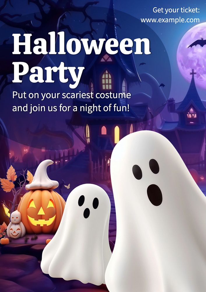 Halloween party poster template, editable text and design