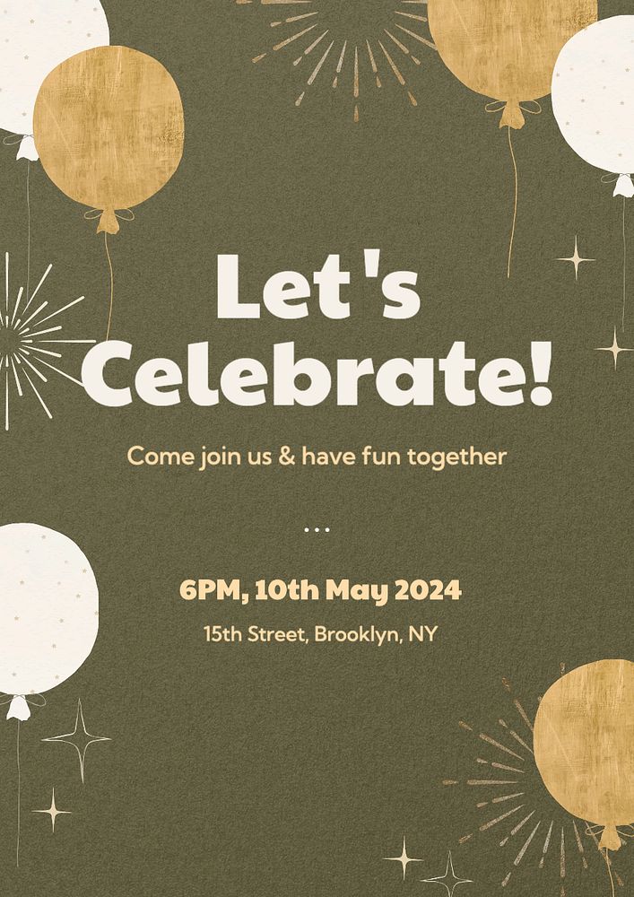 Let's celebrate! poster template, editable text and design