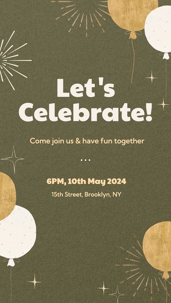 Let's celebrate! Instagram story template, editable text