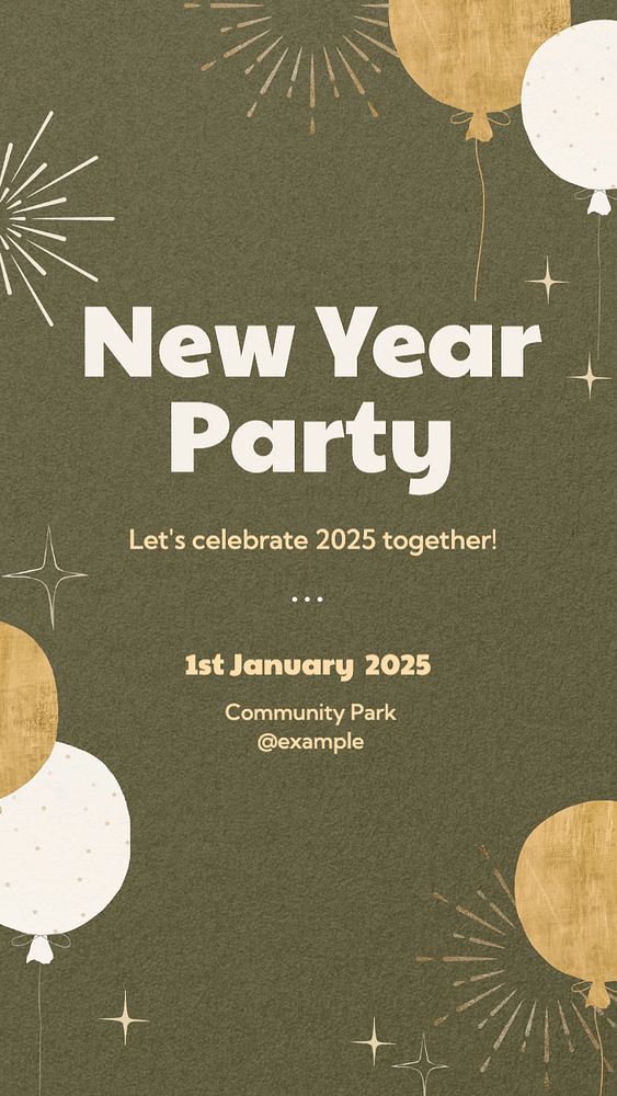 New year party Instagram story template, editable text