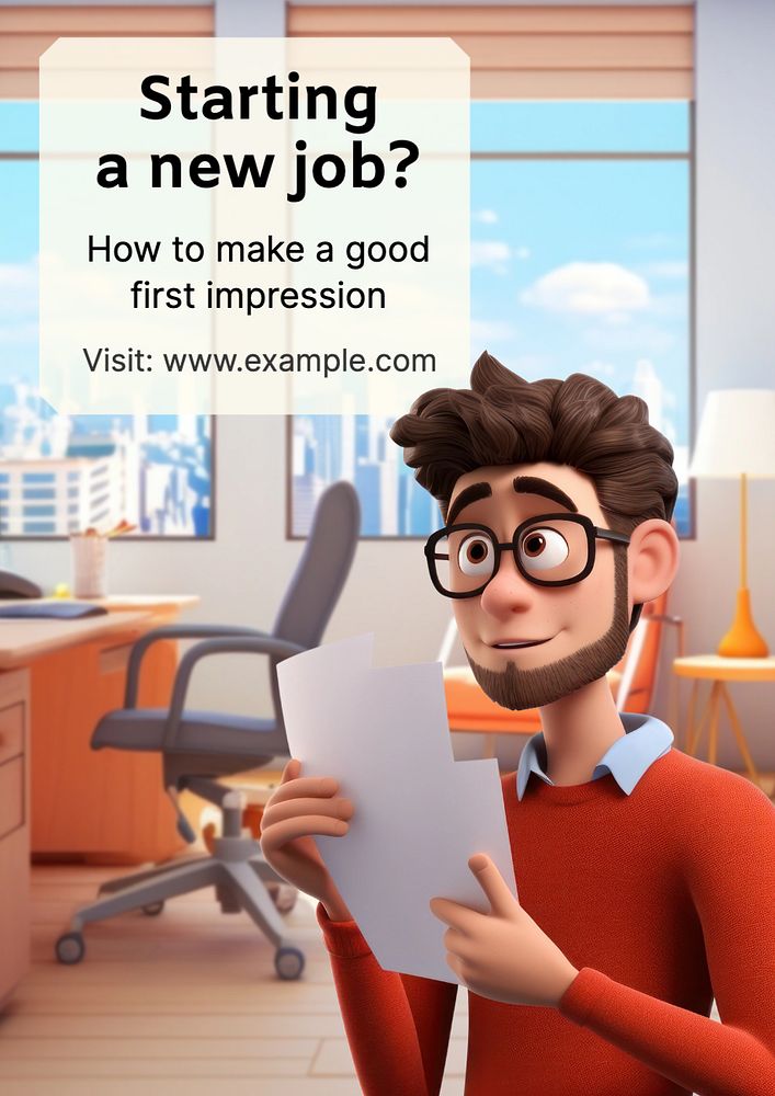 New job poster template, editable text and design