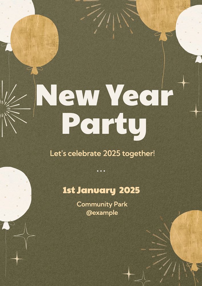 New year party poster template, editable text and design