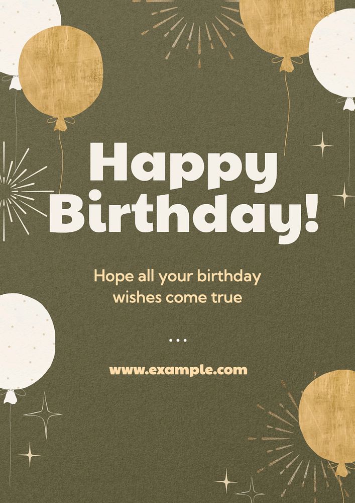 Happy birthday poster template, editable text and design