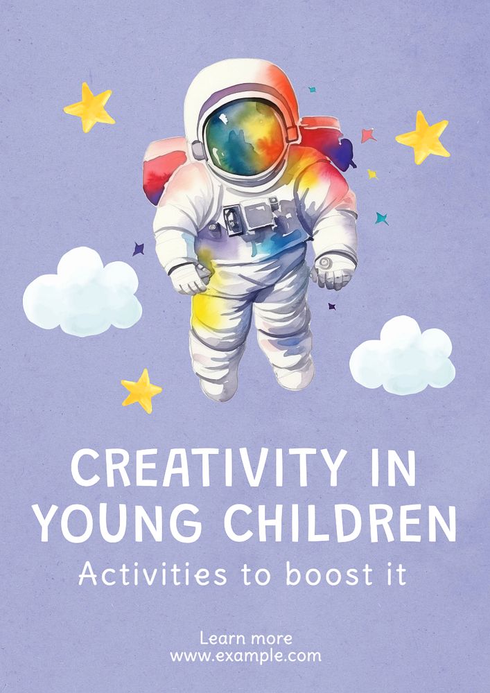 Creativity in children poster template, editable text and design