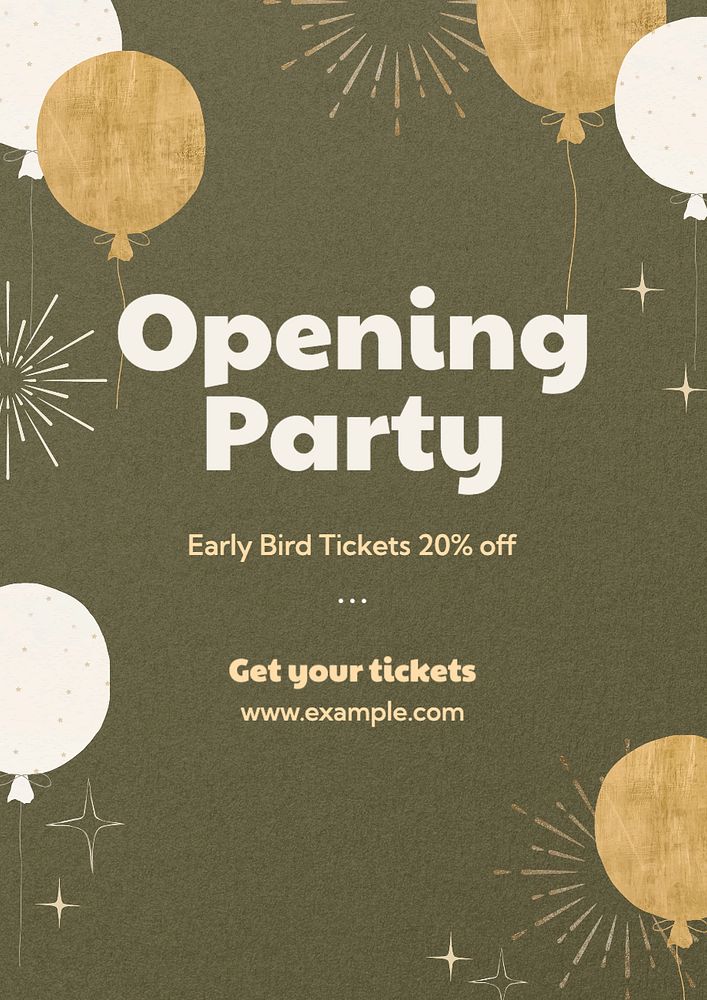 Opening party poster template, editable text and design