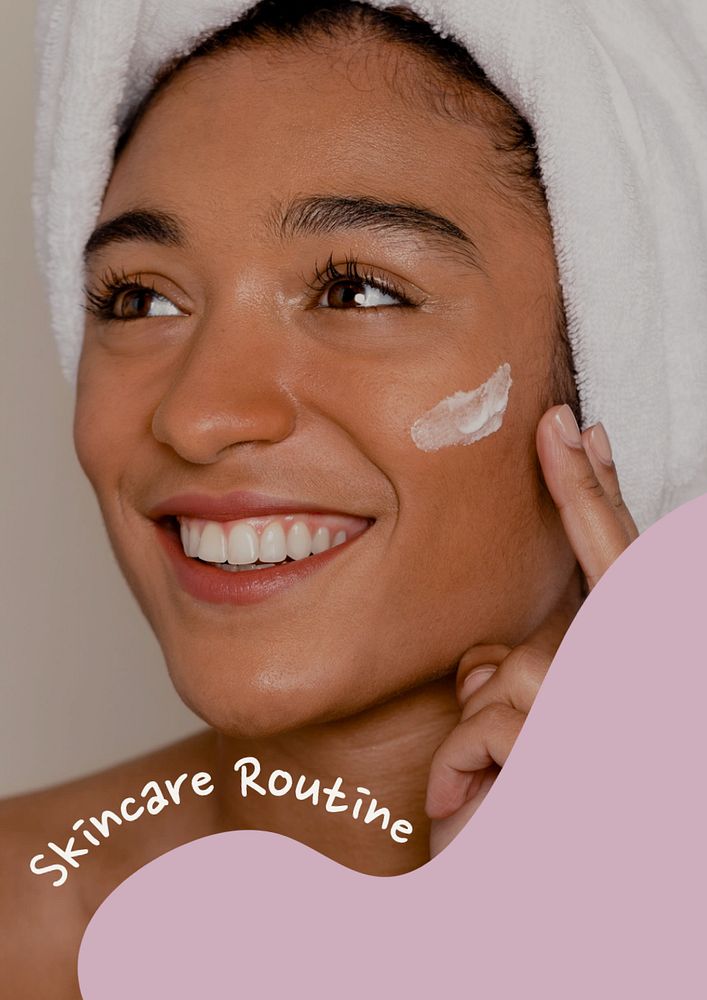 Skincare routine poster template, editable text and design