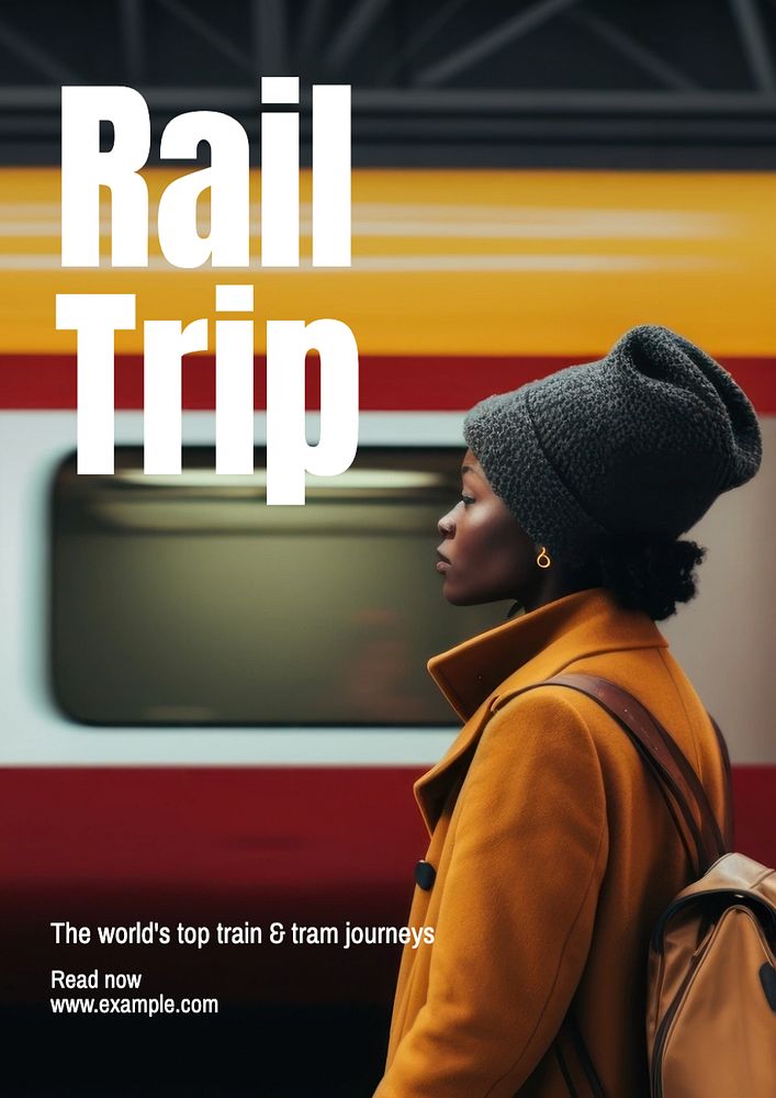 Rail trip poster template, editable text and design