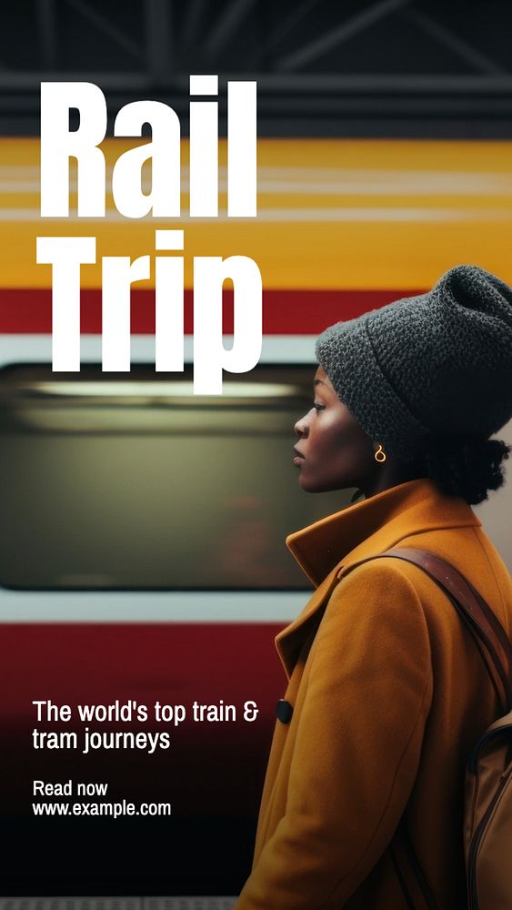 Rail trip Instagram story template, editable text